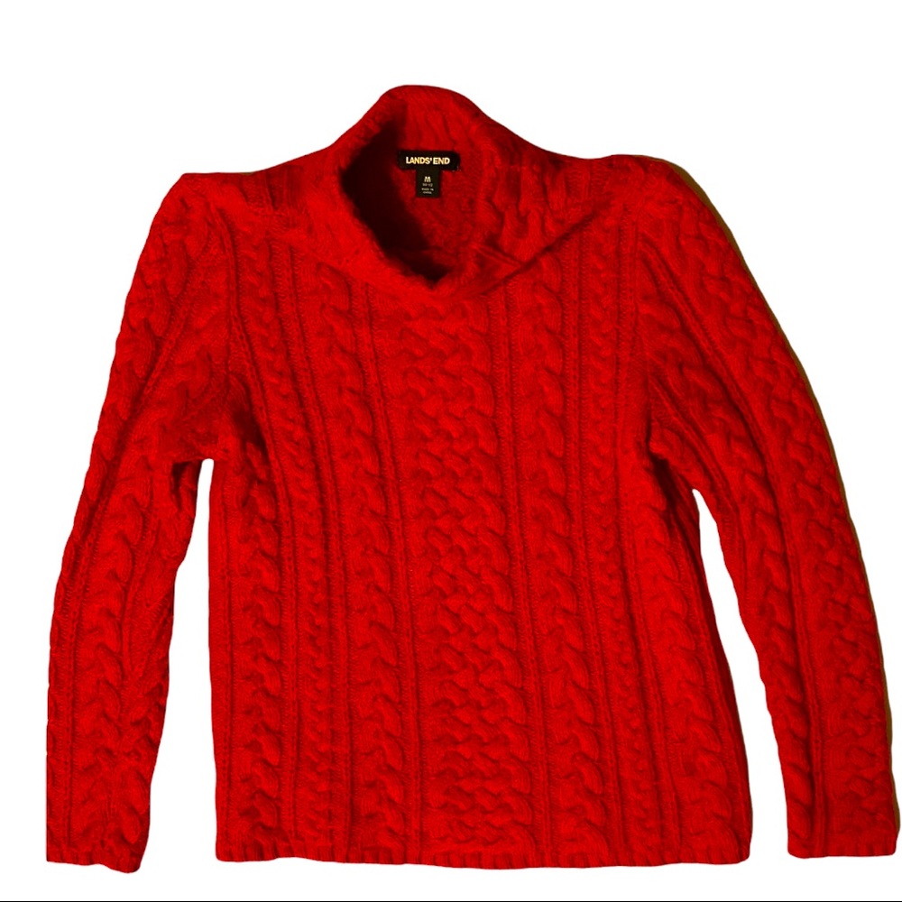 Heavy cableknit turtleneck sweater from Lands End.  Like new condition.